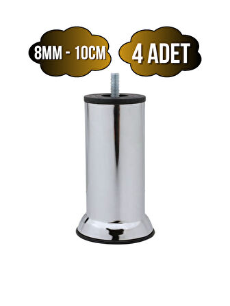 Metal Ayak Vidalı Pasolu Mobilya Yatak Koltuk Baza Ayağı(METAL)(4 ADET)(10CM)(8MM)(VİDALI)