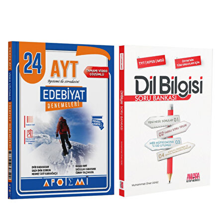 Apotemi AYT Edebiyat 24 Çözümlü Deneme ve AKM Dil Bilgisi Soru Bankası Seti 2 Kitap