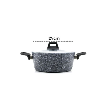 7 Parça Granit Tencere ve Tava Seti (20-24cm Derin, 27cm Cam Kapak, 26cm Tava)