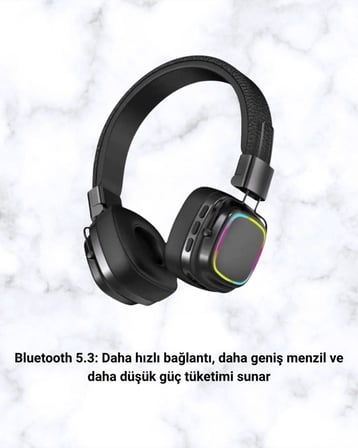 Rgb Işıklı Katlanabilir Bluetooth 5.3 Kulak Üstü Kulaklık