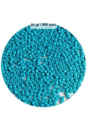 Turquaz Mavi Renk 4 mm Yaklaşık 660 adet / 60 gram Cam Boncuk Oya Yazma Bileklik ve Kolye