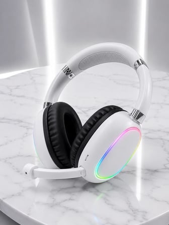 Beyaz Kablosuz Bluetooth Kulaklık Mikrofonlu Ergonomik Kulak Üstü Tasarım
