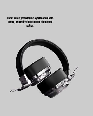 Kablosuz Kulak Üstü Bluetooth Kulaklık Güçlü Bas Ve Katlanabilir Tasarım