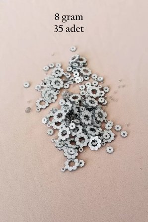 Oya Abiye Bileklik Kolye Pleksi Metalik Plastik Pul Gümüş Renk 8 gram 35 adet - BNC501