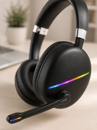 Bluetooth 5.0 Kablosuz Kulak Üstü Kulaklık Mikrofonlu Rgb Aydınlatmalı
