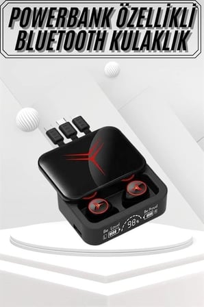 Kablosuz Bluetooth Kulaklık Powerbank Özellikli Göstergeli Hd Mikrofon