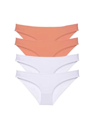 4 adet Eko Set Likralı Kadın Slip Külot Pudra Beyaz