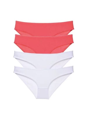 4 adet Eko Set Likralı Kadın Slip Külot Fuşya Beyaz