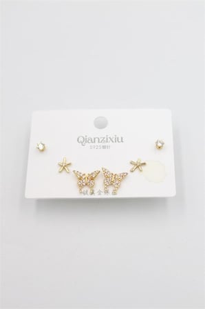 Çoklu Set Küpe - Altın
