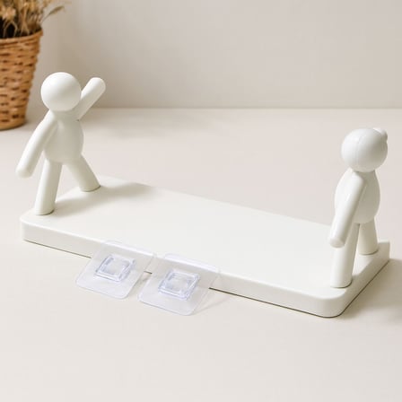 Tutacaklı Yapışkanlı Plastik Etejer Raf 13.5x33 cm Beyaz