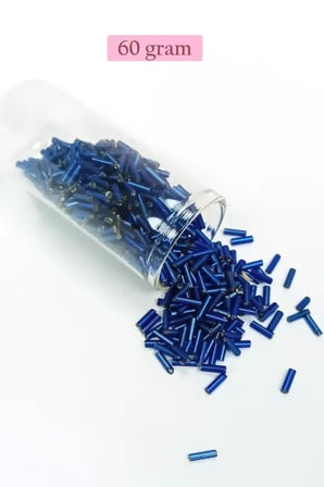 Uzun Boru Kesme Boncuk Çap 2mm Uzunluk 10 mm - 60 Gram - Lacivert - BNC272