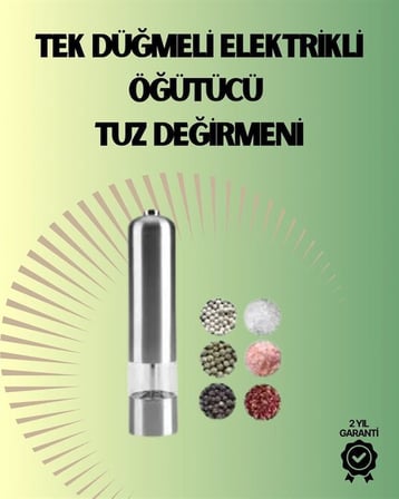 Pilli Otomatik Baharat Değirmeni Gıda Sınıfı Çelik Sessiz Öğütücü Alet