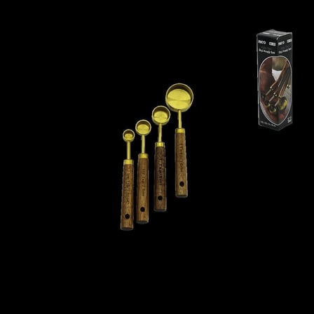 Altın Renk Metal 4'lü Ölçü Kaşık Seti (15ml, 5ml, 2.5ml, 1.25ml)