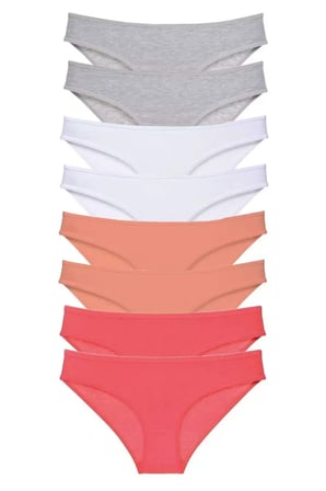 8 adet Süper Eko Set Likralı Kadın Slip Külot Gri Beyaz Pudra Fuşya
