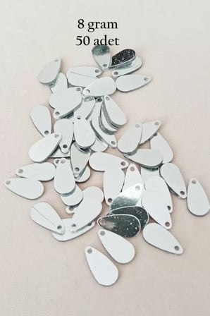 Oya Abiye Bileklik Kolye Pleksi Metalik Plastik Pul Gümüş Renk 8 gram 50 adet - BNC531