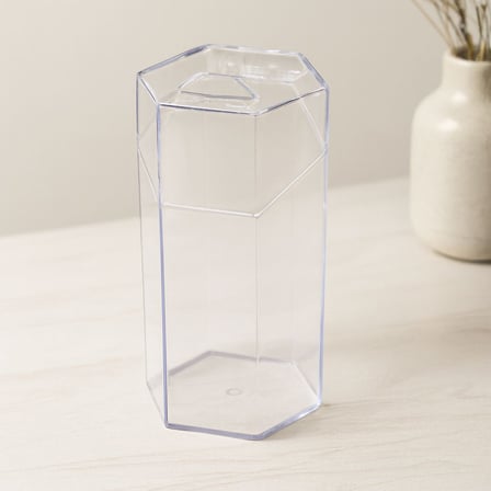 Kapaklı Makyaj Fırça Organizeri (6 Bölmeli) Mika Kristal Plastik 10x8.9x20 cm