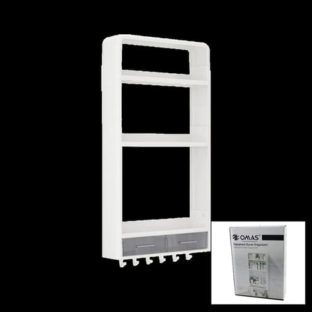 Yapışkanlı Duvar Organizeri 3 Raf 2 Çekmece 6 Askı Beyaz (19 Parça)