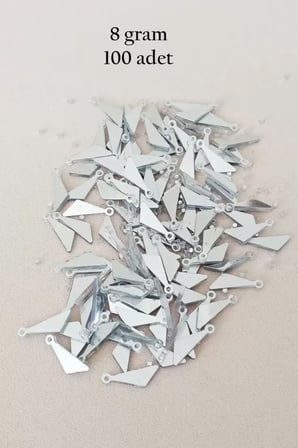 Oya Abiye Bileklik Kolye Pleksi Metalik Plastik Pul Gümüş Renk 8 gram 100 adet - BNC533