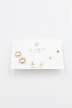 Çoklu Set Küpe - Altın