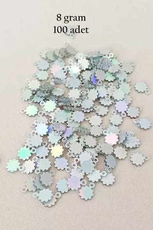 Oya Abiye Bileklik Kolye Pleksi Metalik Plastik Pul Gümüş Renk 8 gram 100 adet - BNC518
