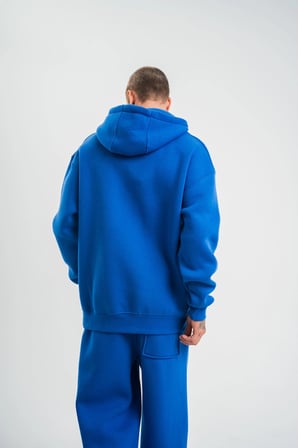 Double Oversize Kapşonlu Basic SweatShirt - Mavi