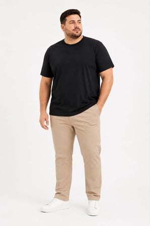 Erkek Battal Big Size Basic Tişört Bisiklet Yaka Rahat Kalıp T-Shirt - Siyah