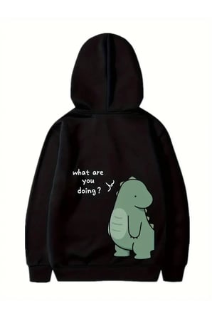 Sevgililer Günü Baskılı Oversize Kapüşonlu Sweatshirt Hoodie - Siyah