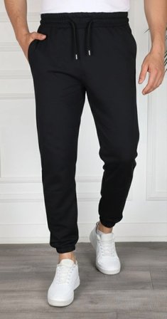 Erkek Jogger Eşofman Altı Cepli, Paça Lastikli , Spor Pantolon - Siyah