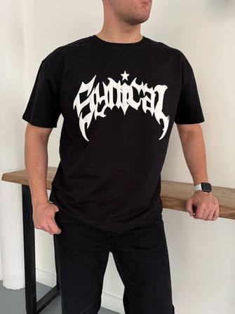 Erkek Kısa Kol Yazlık Tişört Bisiklet Yaka Baskılı Oversize T-Shirt - Siyah