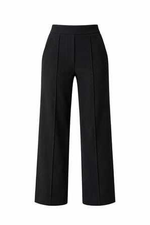 Marsilyan Kadın Pantolon Yüksek Bel Siyah Geniş Paça Krep Polyester