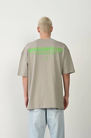 Erkek Baskılı T-Shirt Kısa Kol Bisiklet Yaka Rahat Kalıp Tişört  - Boyalı Gri
