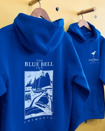Kapüşonlu Double Oversize Hoodie – Üç İplik Pamuklu, Deniz ve Yelken Baskılı, Kanguru Cepli Premium Sweatshirt - Saks Mavi