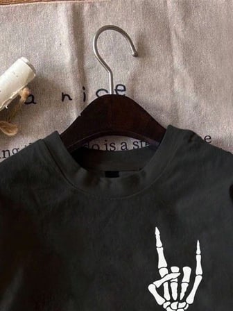 Baskılı Oversize T-shirt - Siyah