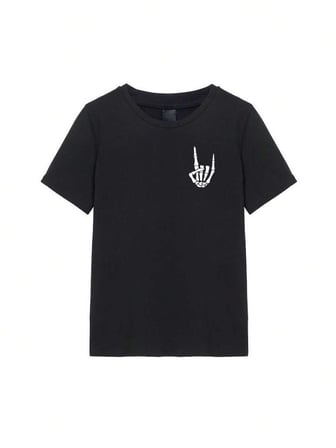 Baskılı Oversize T-shirt - Siyah