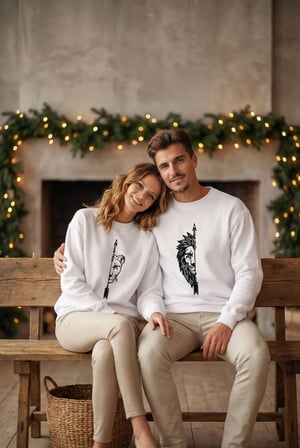 Sevgililer Günü Baskılı Oversize Bisiklet Yaka Sweatshirt - Beyaz