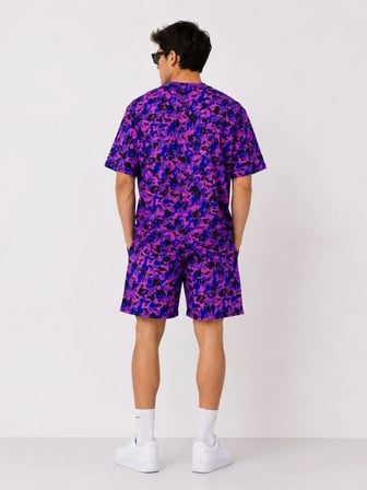 Marsilyan Erkek Alt Üst Takım Mor 2XL Nakışlı Oversize