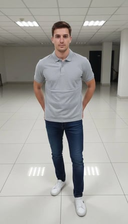 Erkek Polo Yaka Düğmeli Pike Kumaş Tişört Regular Fit Kısa Kol T-Shirt - Gri