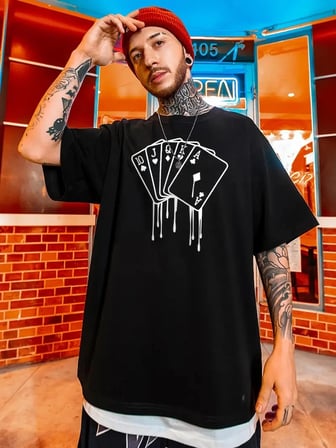 MARSİLYAN Unisex Büyük Beden Tişört Siyah Baskılı Oversize Penye Yazlık