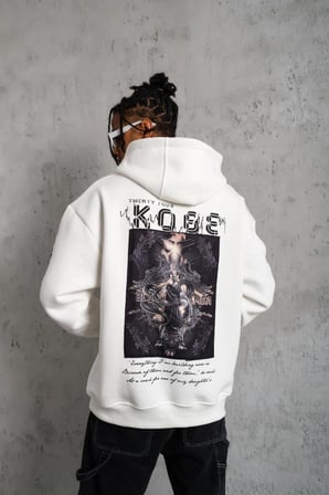 Baskılı Kapüşonlu Sweat - Beyaz