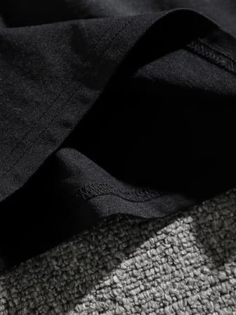 Dağ Grafikli Tişört, Yaz için Büyük Beden Rahat T-shirt - Siyah