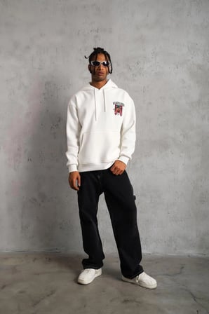 SCHOOL BOY Baskılı Kapüşonlu Sweat - Beyaz