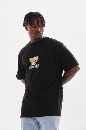 Baskılı Oversize T-Shirt - Siyah