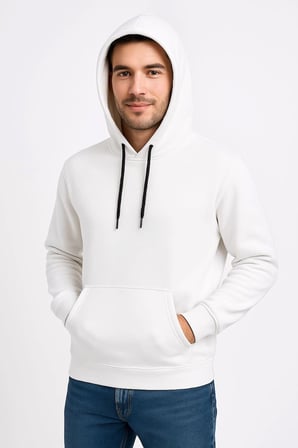 Marsilyan Erkek Çocuk Sweatshirt Beyaz 3 İplik Kapüşonlu Kanguru Cepli