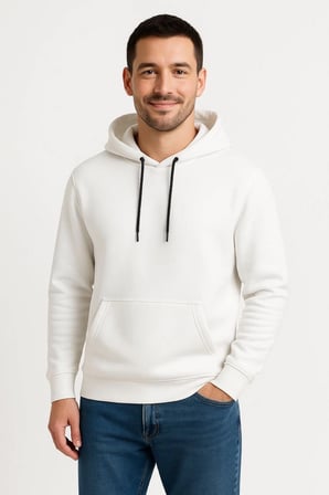 Marsilyan Erkek Çocuk Sweatshirt Beyaz 3 İplik Kapüşonlu Kanguru Cepli