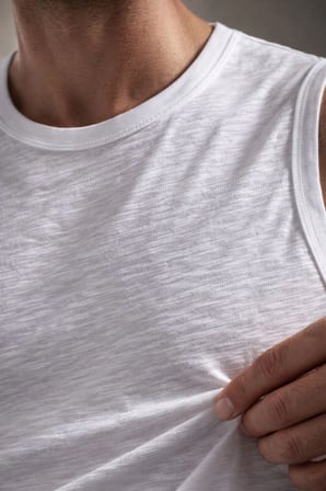 Erkek Flamlı Kumaş Kolsuz Atlet Günlük Fitness Spor T-Shirt - Beyaz