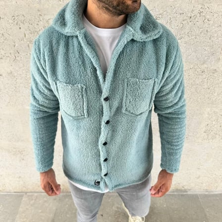 Pelüş Polar Hırka Gömlek – Yakalı, İlik Düğmeli, Göğüs Cepli, Yumuşak Dokulu Kışlık Regular Fit Rahat Günlük Model - Bebe Mavisi