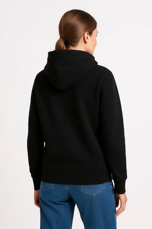 Üç İplik Kapüşonlu Kanguru Cepli Sweatshirt hoodie - Siyah