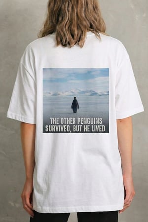 Kadın T-Shirt Penguen Baskılı Bisiklet Yaka Kısa kol yazlık Tişört - Beyaz