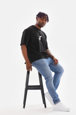 Baskılı Oversize T-Shirt - Siyah