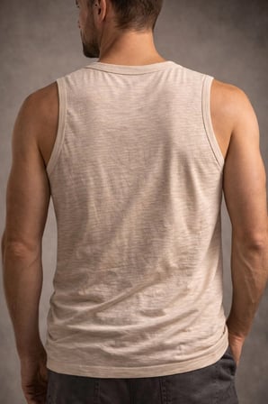 Erkek Flamlı Kumaş Kolsuz Atlet Günlük Fitness Spor T-Shirt - Taş